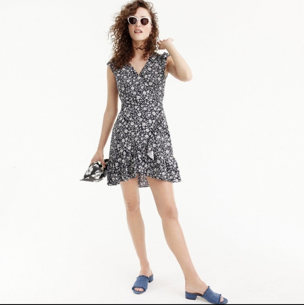 J. Crew Faux-Wrap Mini Dress in Blossom